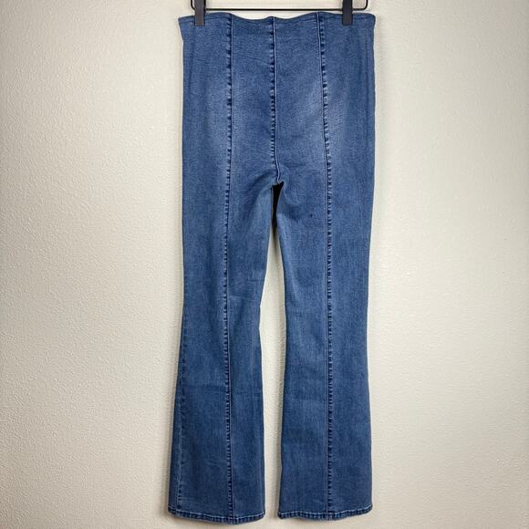 We The Free People Slim Pull On Flare Stretch Denim Jeans High Waist 27 - Picture 2 of 7